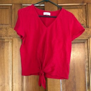 Madewell red tie front top